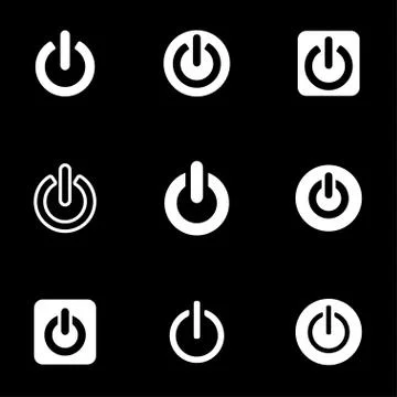 Vector white shut down icon set Stock Illustration