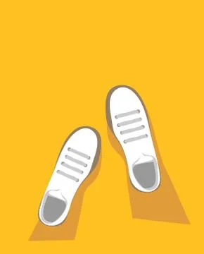 Vector white sneakers on a yellow background Stock Illustration