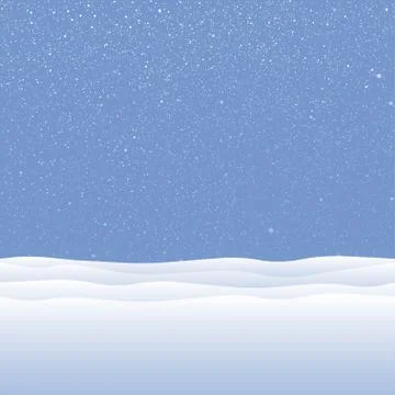Vector white snow falling on blue background. Stock Illustration