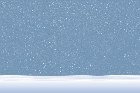 Vector white snow falling on blue background. Stock Illustration
