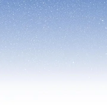 Vector white snow falling on blue background. Stock Illustration