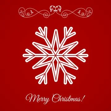 Vector White Snowflake Icon Over Red Background Stock Illustration
