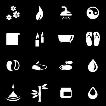 Vector white spa icon set Illustrazione stock