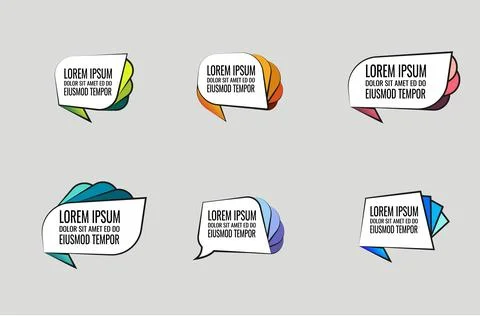 Vector white speech bubbles for quotes with colored elements and stroke Stock Illustration