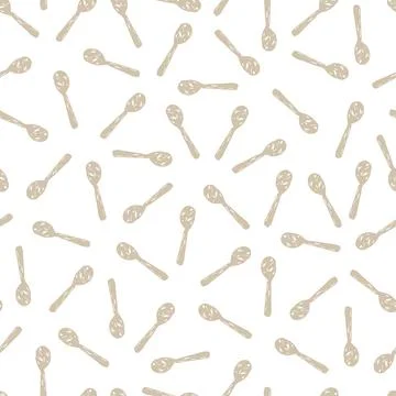 Vector white spoons simple monochrome repeat pattern. Perfect for fabric, scr Stock Illustration