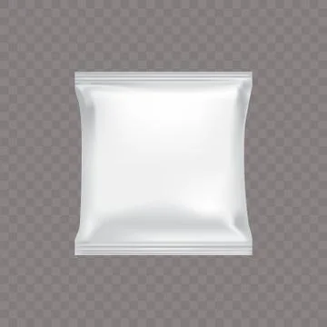 Vector white square plastic packing for food snacks, chip, biscuit, candy. Illustrazione stock