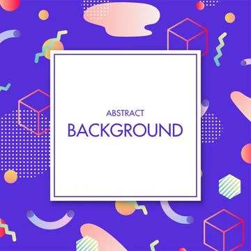 Vector white square with text on colorful abstract geometric background. Stock Illustration