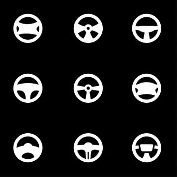 Vector white steering wheels icon set Stock Illustration