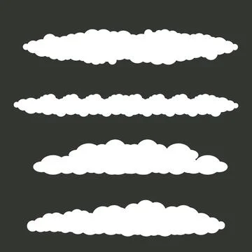 Vector white summer clouds set isolated isolated on grey background. Flat sky イラスト素材