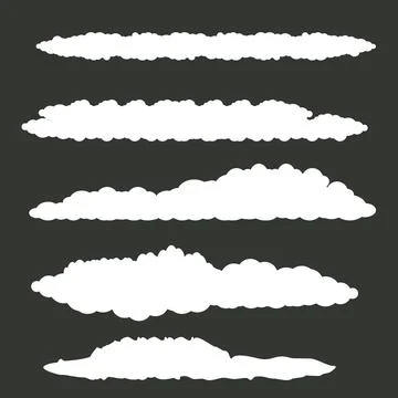 Vector white summer clouds set isolated isolated on grey background. Flat sky イラスト素材