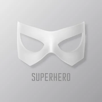Vector White Super Hero Mask. Face Character, Superhero Comic Book Mask Closeup Stock Illustration
