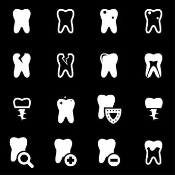 Vector white teeth icon set Illustrazione stock