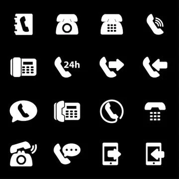 Vector white telephone icons set Stock Illustration