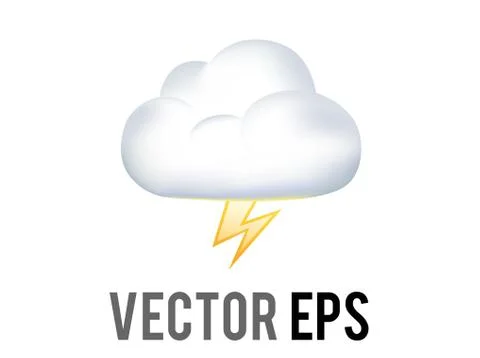 Vector white thunderstorms cloud icon with yellow lightning bolt flashing fro Stock Illustration