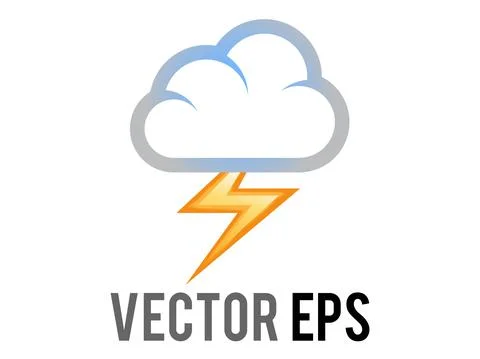 Vector white thunderstorms cloud icon with yellow lightning bolt flashing fro Stock Illustration