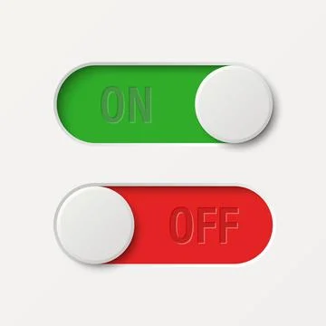 Vector White Toggle Switch Set. Realistic Toggle Switch. On Off Button, Modern Illustrazione stock