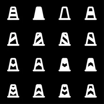 Vector white traffic cone icon set Stock Illustration