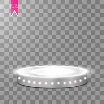 Vector white transparent energy spotlight scene with lightning background Stock Illustration