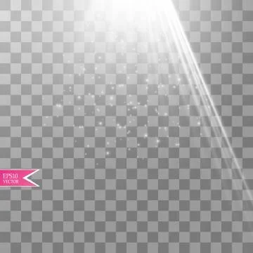Vector white transparent energy spotlight scene with lightning background Stock Illustration