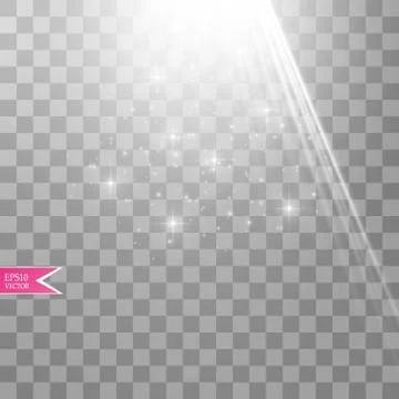 Vector white transparent energy spotlight scene with lightning background Stock Illustration