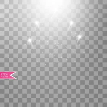 Vector white transparent energy spotlight scene with lightning background Stock Illustration