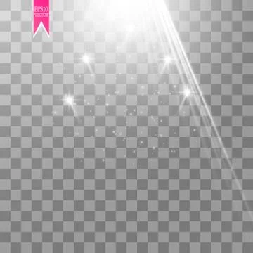 Vector white transparent energy spotlight scene with lightning background Stock Illustration