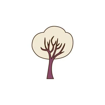 Vector white tree icon. Vector cartoon tree with white leaves icon Stock Illustration