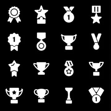 Vector white trophy and awards icons set Illustrazione stock