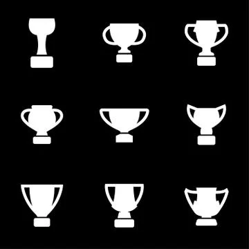 Vector white trophy icons set Stock Illustration