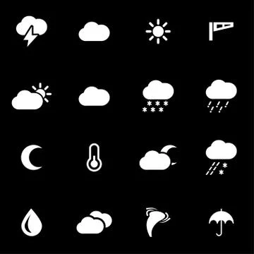 Vector white weather icon set Stock Illustration