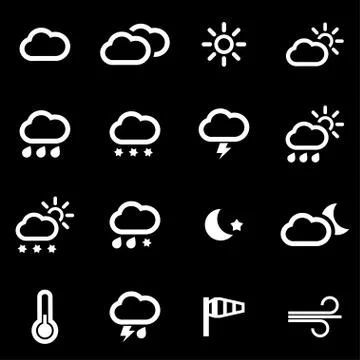 Vector white weather icons  set Stock Illustration