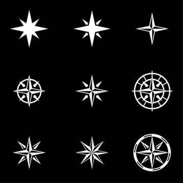 Vector white wind rose icon set Stock Illustration