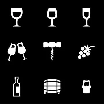 Vector white wine icon set Illustrazione stock