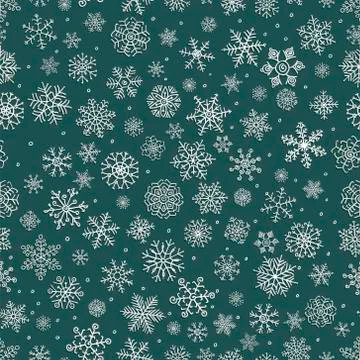 Vector White Winter Snow Flakes Seamless Background Pattern Stock Illustration