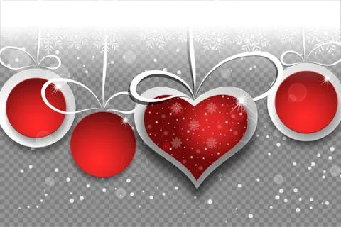 Vector wide blank with snowfall, snowflakes and radiance. group of hanging re Stock Illustration