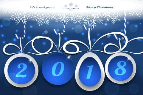 Vector wide blue gradient poster to Merry Christmas holiday with group of han Stock Illustration