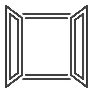 Vector Wide Opened Glass Window icon or sign in thin line style Ilustración de archivo