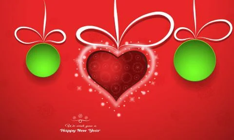 Vector wide red gradient poster to Christmas and New Year holidays with green Stock Illustration