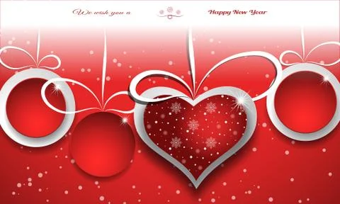 Vector wide red gradient poster to Happy New Year holiday with group of Chris Stock Illustration