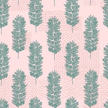 Vector wild grass herb leaf seamless repeat pattern Stock Illustration