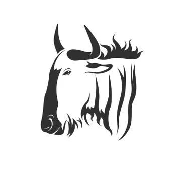 Vector of a wildebeest head on white background. Wild Animals. Stock-Illustration