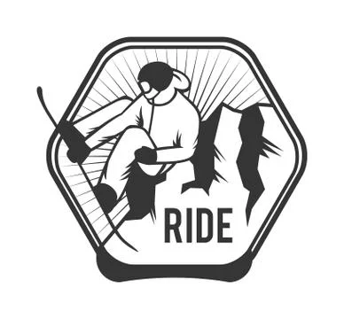 Vector wilderness and nature exploration outdoor vintage emblems mountains, sun イラスト素材