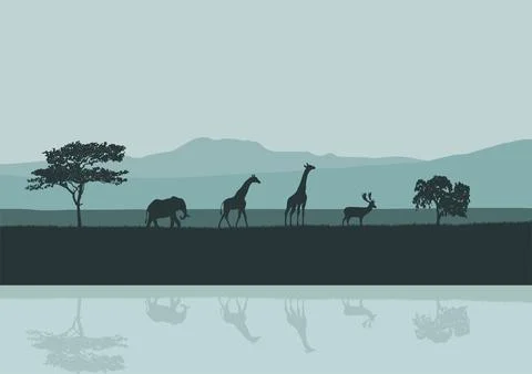 A vector of wildlife view Stock Illustration