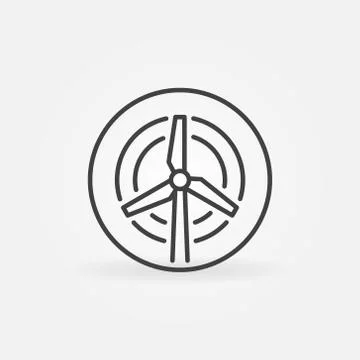 Vector Wind Turbine in circle outline concept icon Stock Illustration