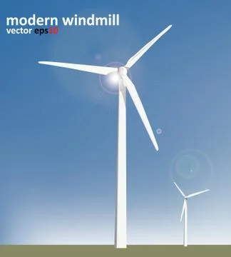 Vector wind turbines Stock Illustration