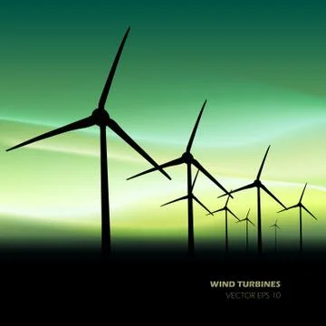 Vector wind turbines - Illustration Stock Illustration