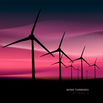 Vector wind turbines - Illustration Stock Illustration