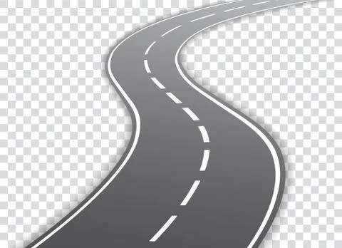 Vector winding road isolated on transparent background. Vector EPS 10. Ilustración de archivo