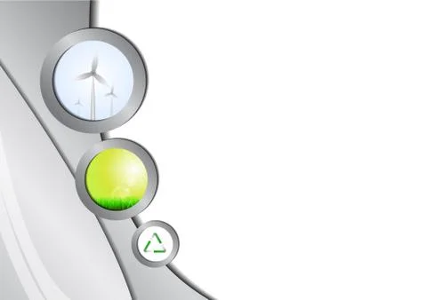 Vector : Windmill, green grass and recycling logo background Stock Illustration