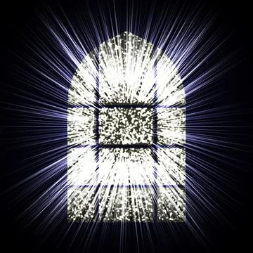 Vector of the window and the sun rays on black background Illustrazione stock